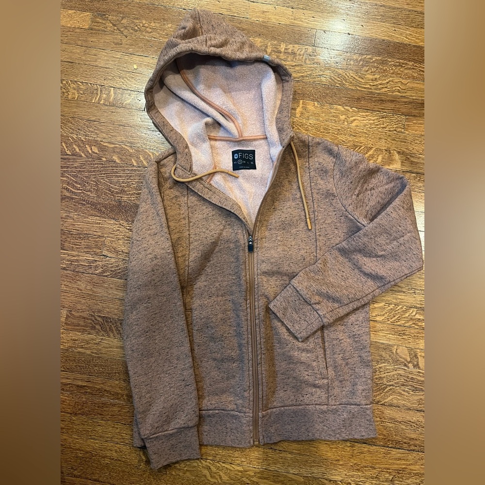 Figs Heathered Brown Zip-Up Jacket size small